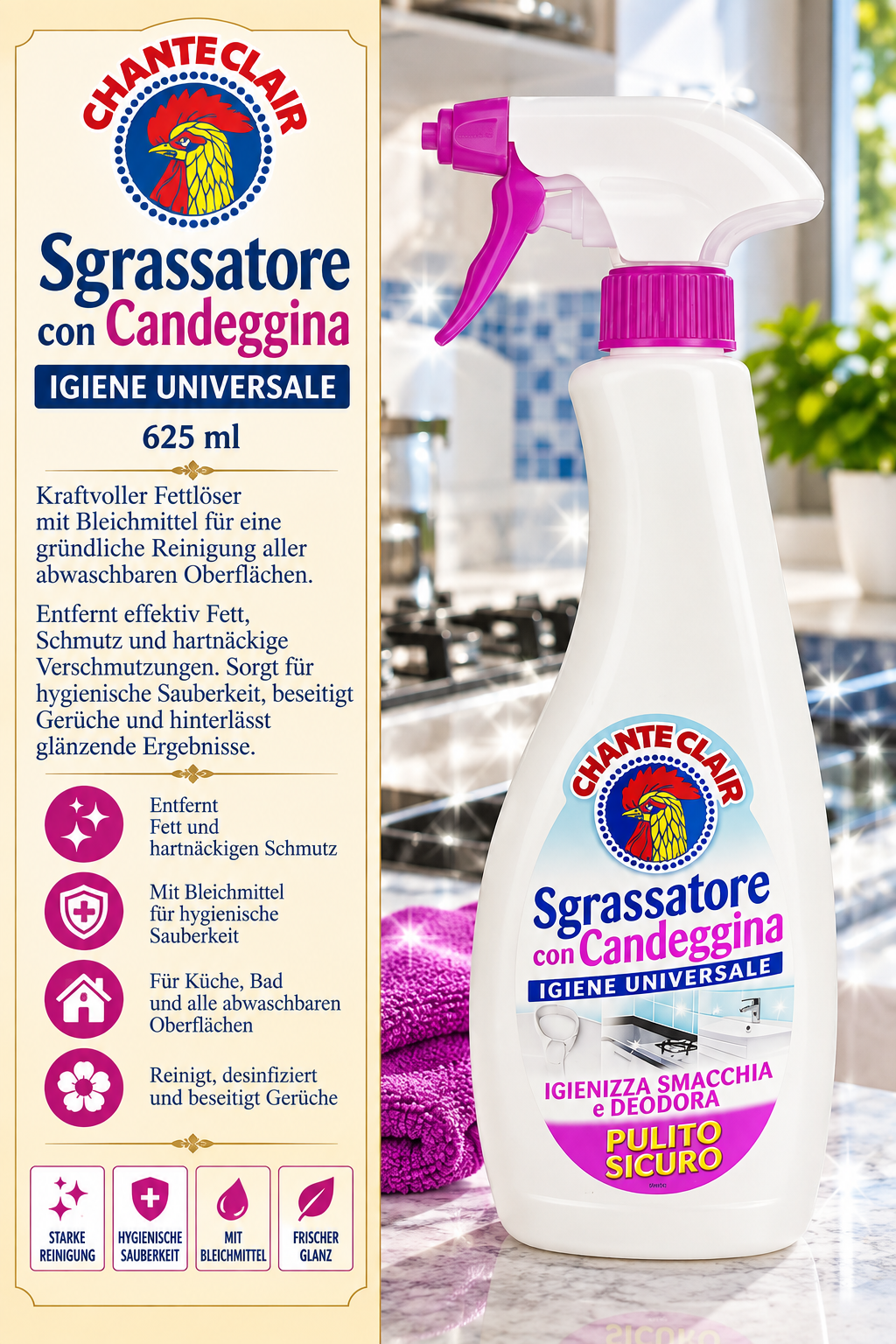 Küche Reiniger, Allzweckreiniger, Sprühflasche, Fettlöser, 625 ml