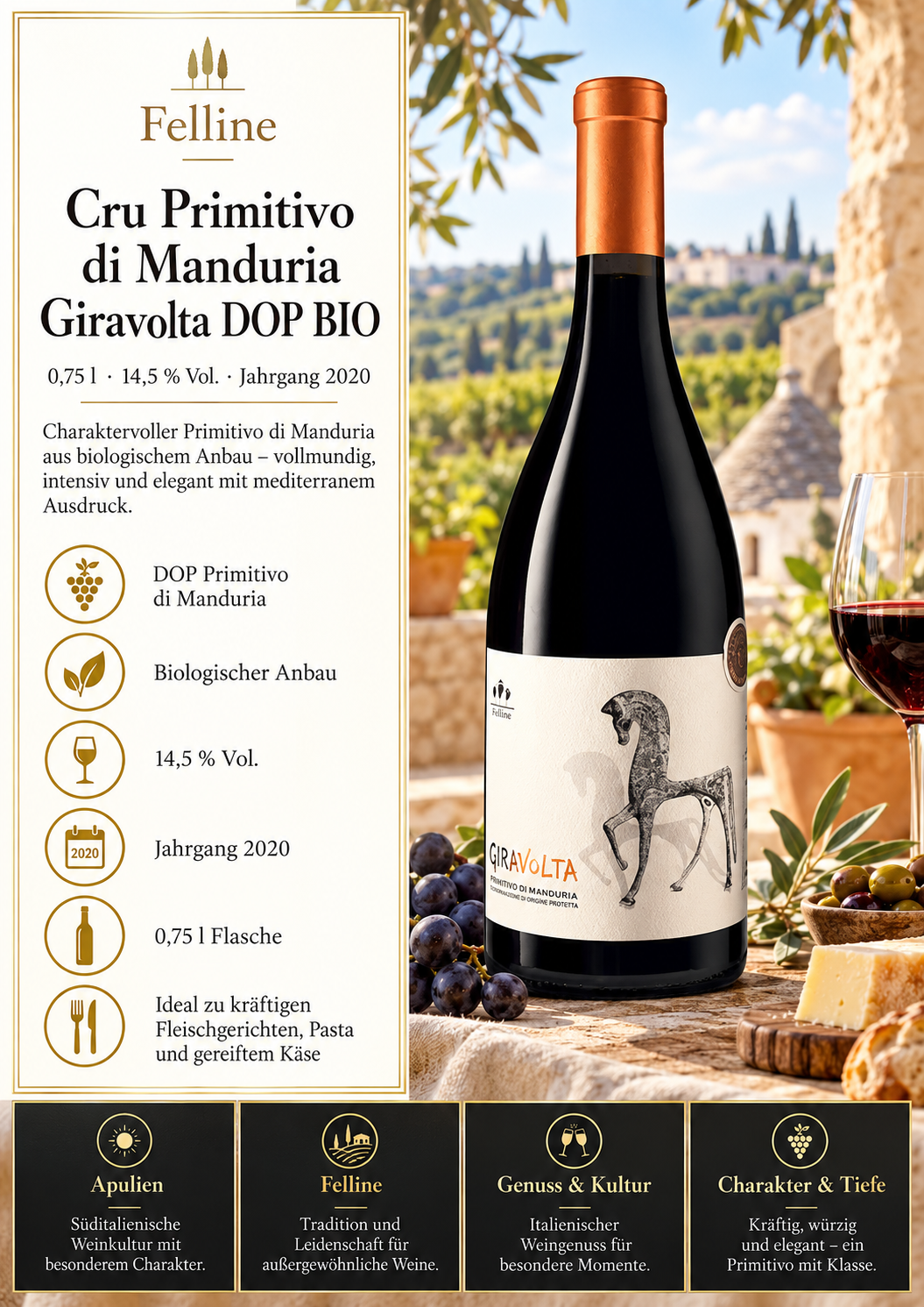 Wein, Rotwein, Bio, Primitivo, Manduria