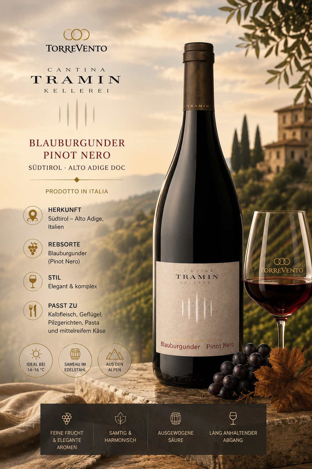 Wein, Pinot Noir, Blauburgunder, Rotwein, Italien