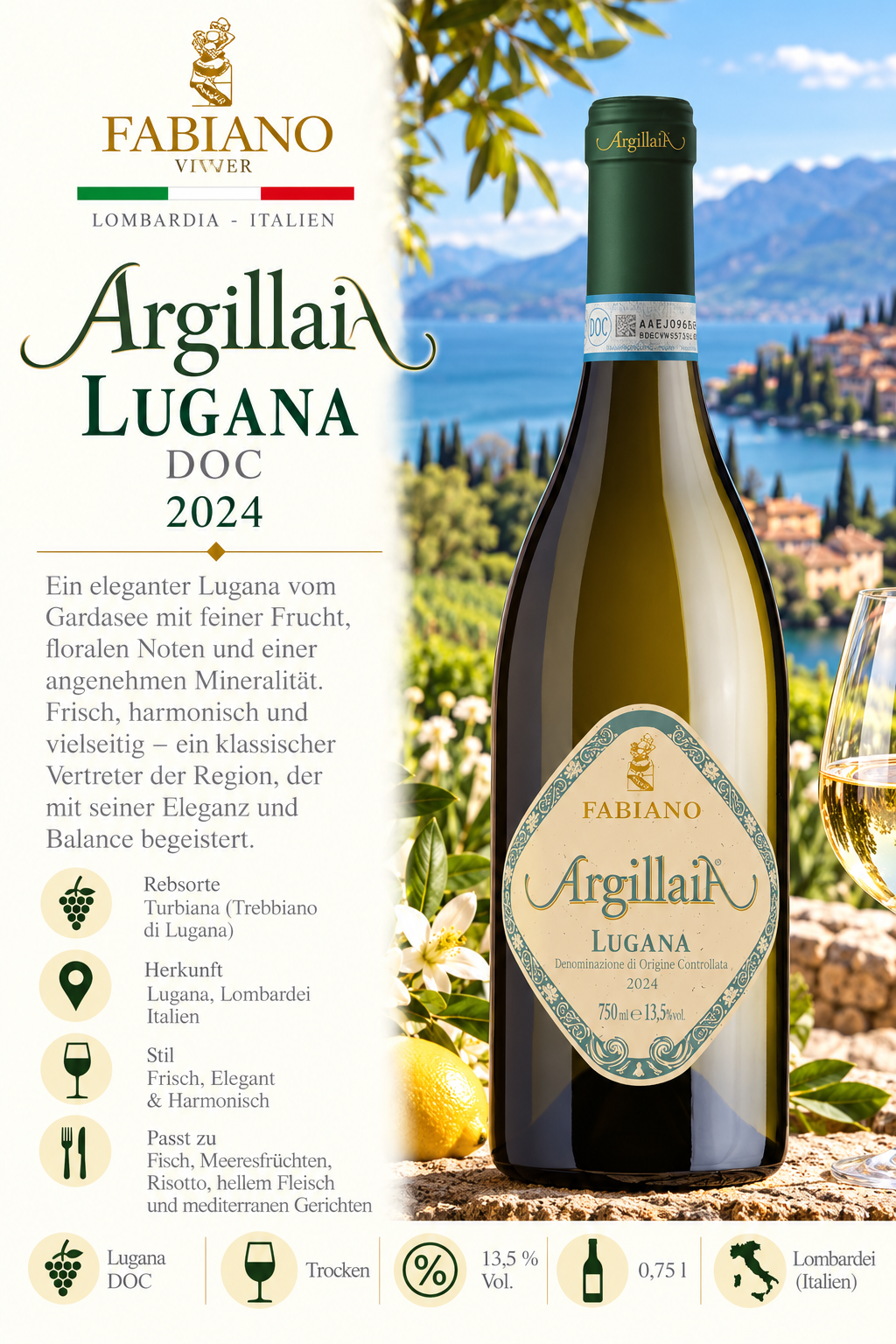 Argilla e Lugana, Weißwein, 750 ml, Italien, Lombardia