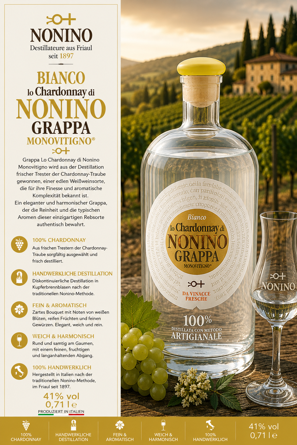 grappa, distillate, flasche, chardonnay, bianco
