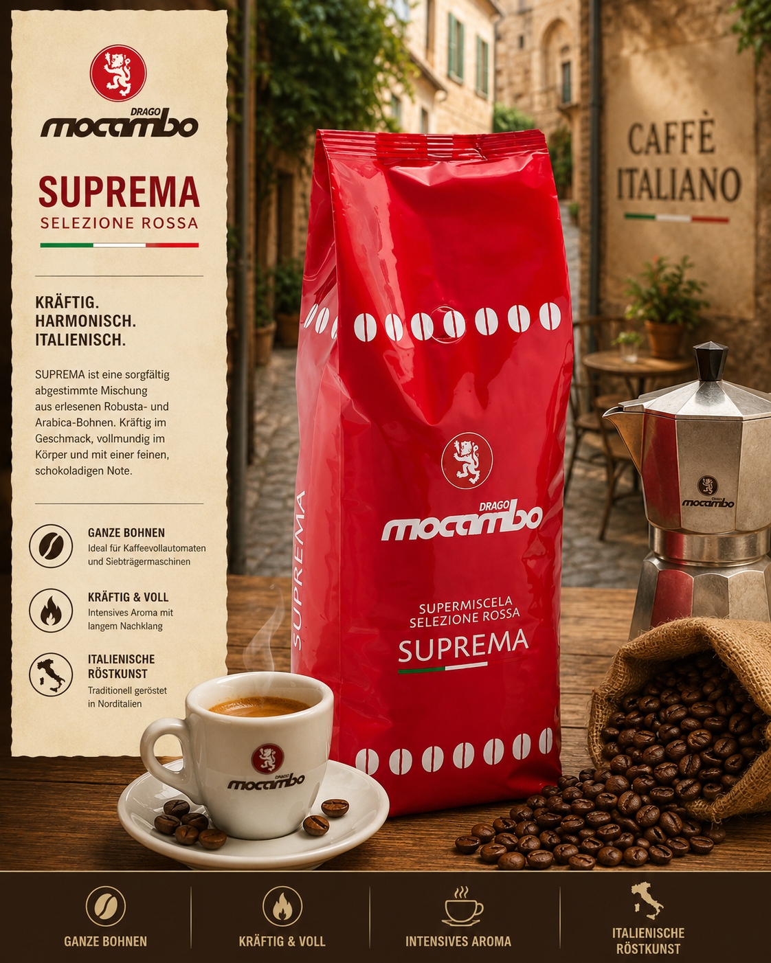 Kaffee, Kaffee-Bohnen, Röstkaffee, Italienisch, Suprema