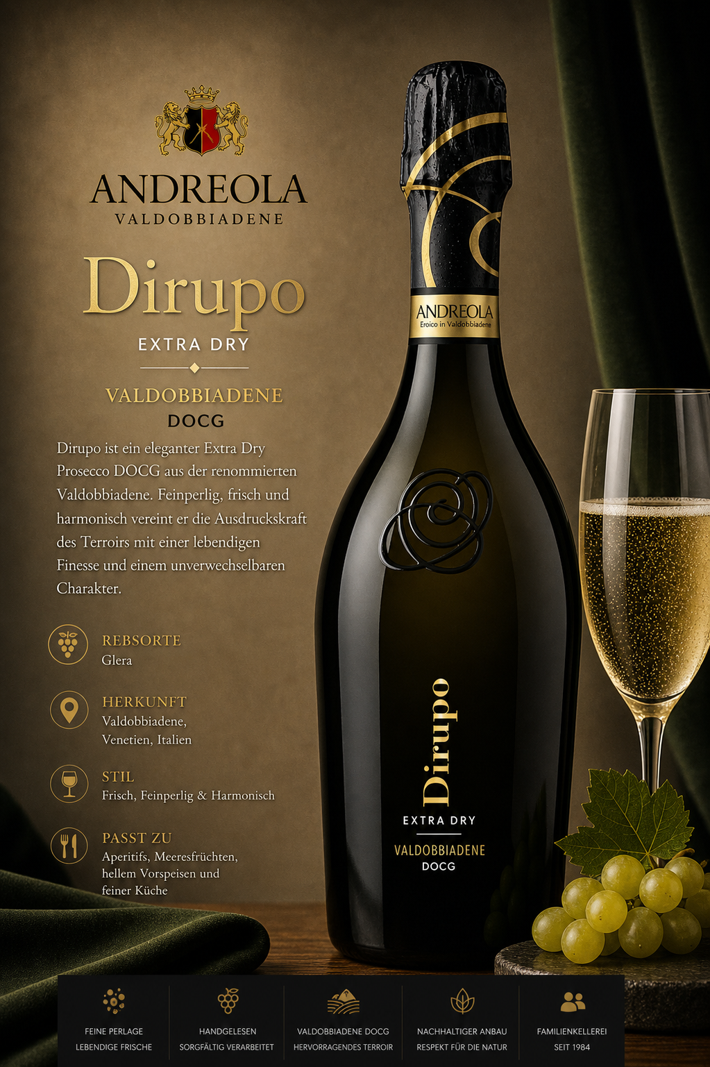 Prosecco, Weinflasche, Extra Dry, Valdobbiadene, DOCG