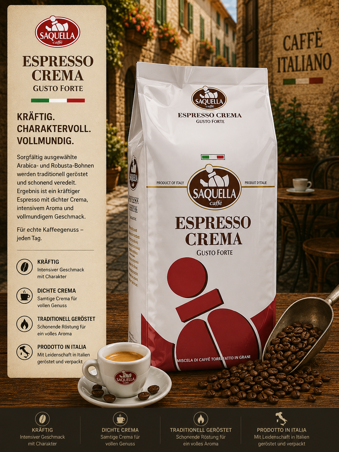 Espresso, Crema, Kaffee, Italien, Packung