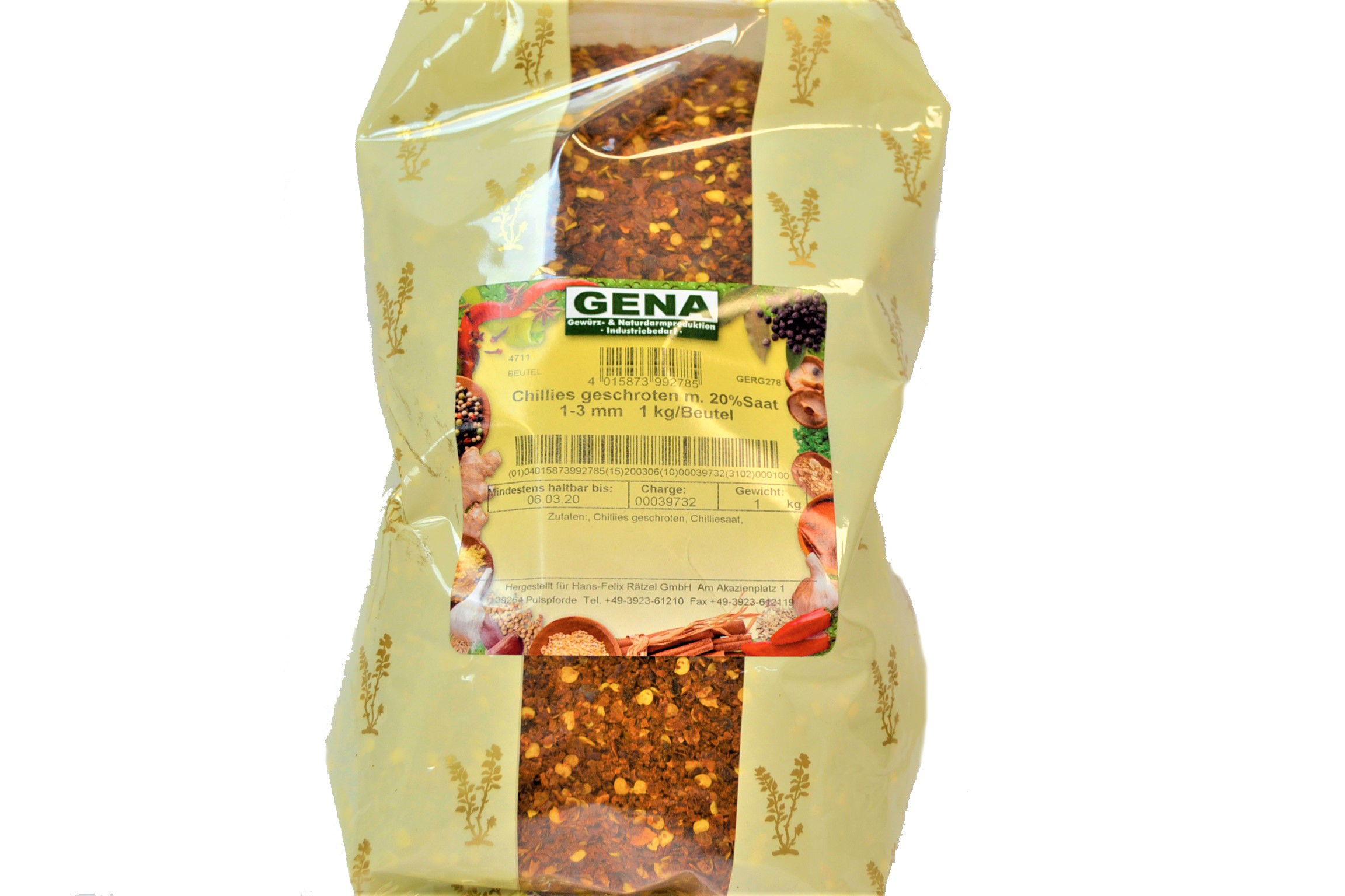 Chilli geschrotet m.Saat 1kg | Gena