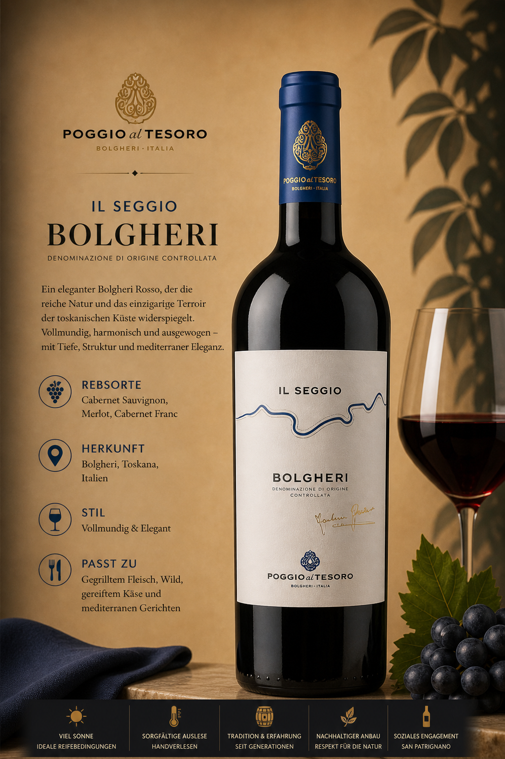 Wein, Rotwein, Bolgheri, Flasche, Etikett