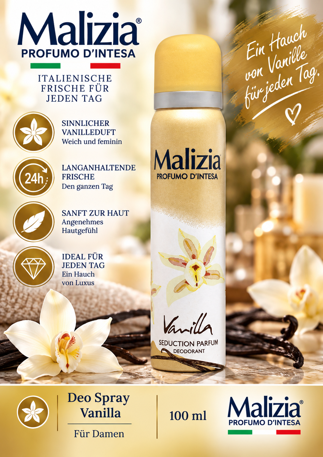 Deo Vanilla 100ml Spray für Damen