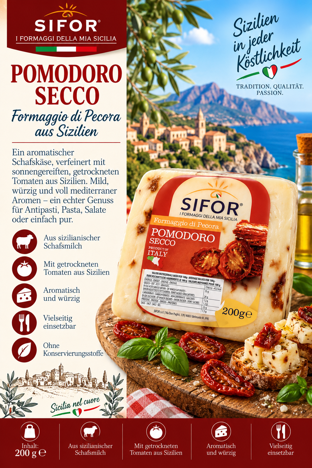 Pomodoro, Secco, Formaggio, Pecora, Sizilien