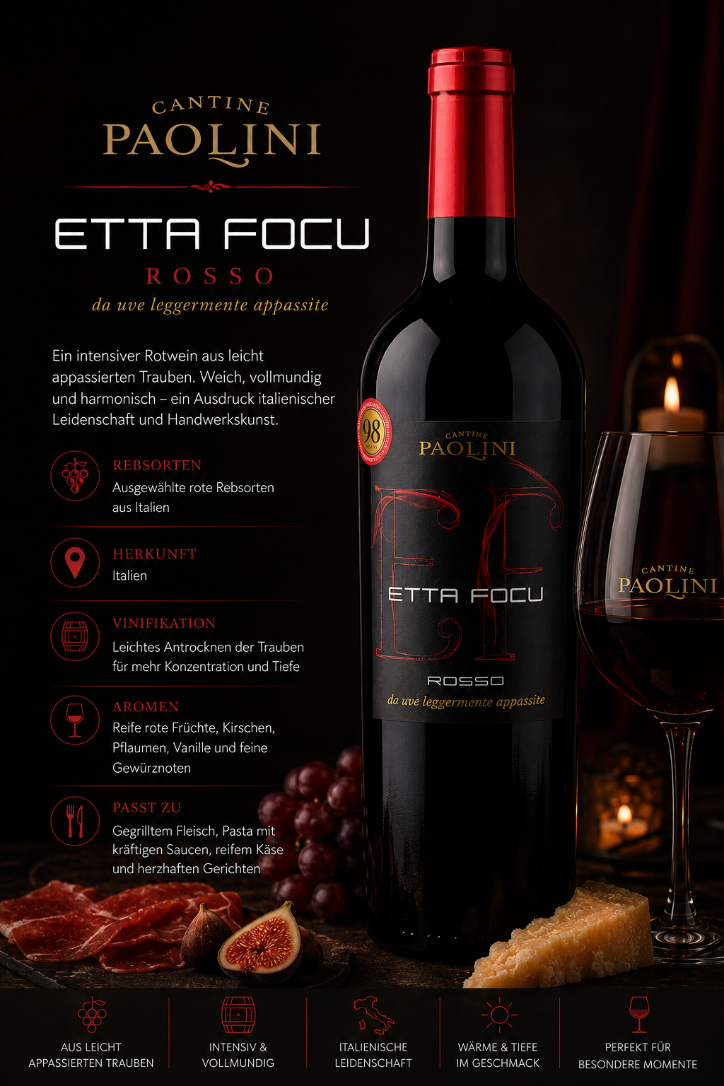 Wein, Rotwein, Flasche, Etikett, Italienisch
