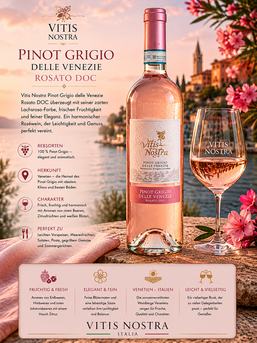 Wein, Rosé, Pinot Grigio, Rosato DOC, Flasche