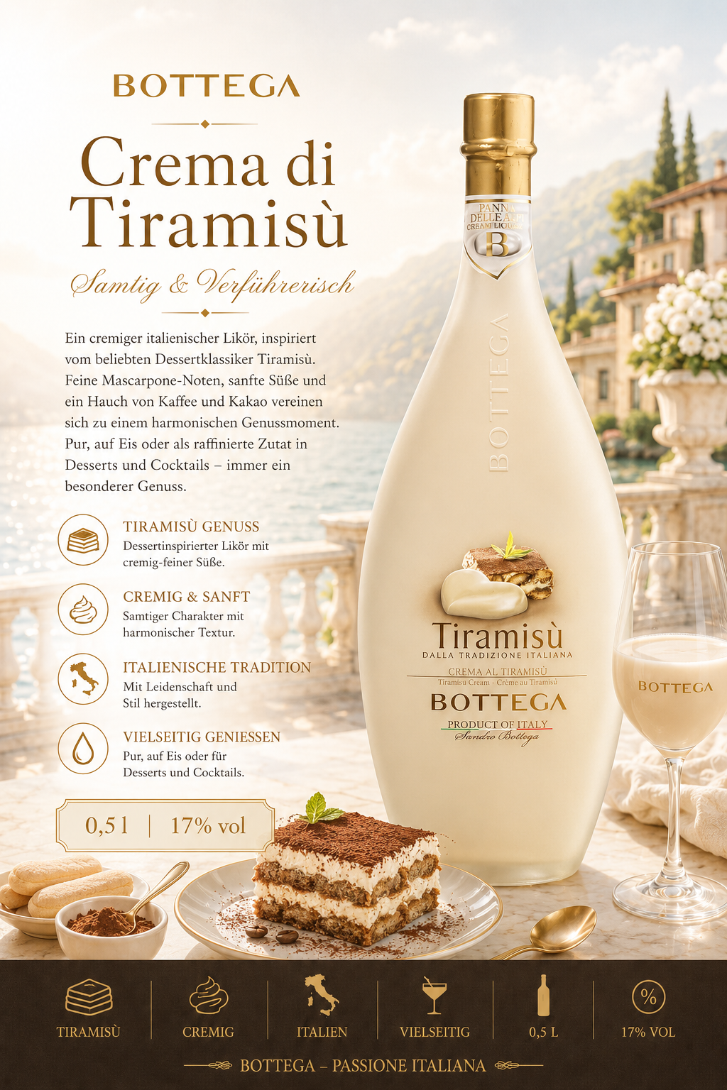 Tiramisu, Likör, Crema, Flasche, Dessert