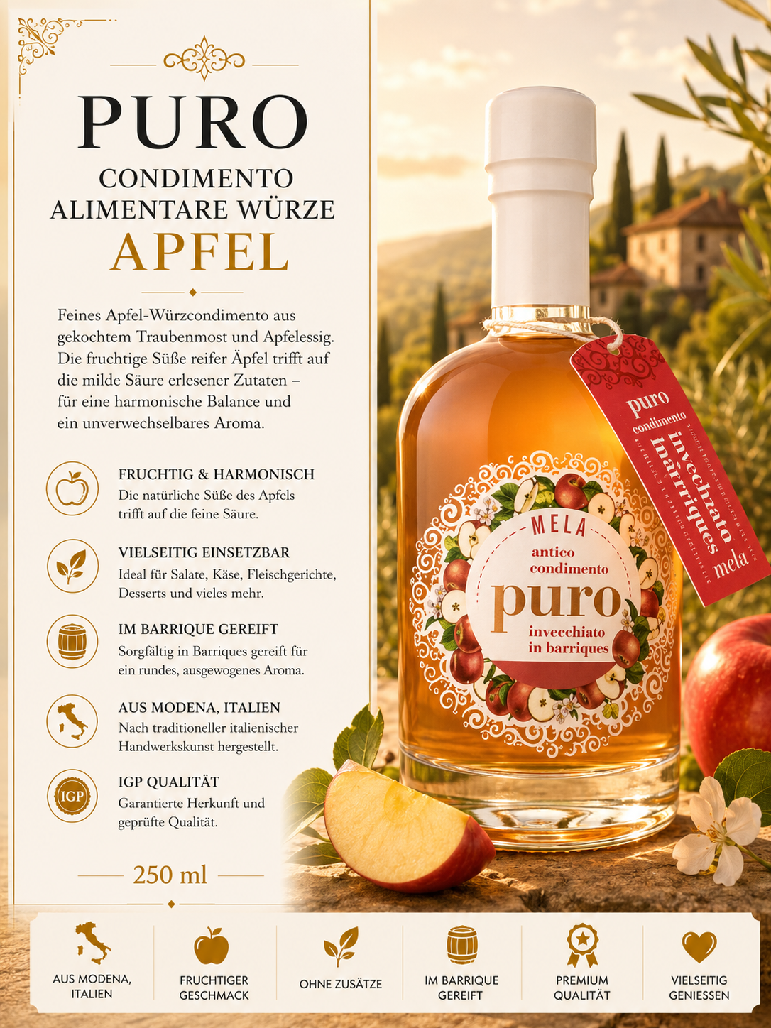 Apfel, Apfelwein, Likör, Barrique, Italienisches Produkt