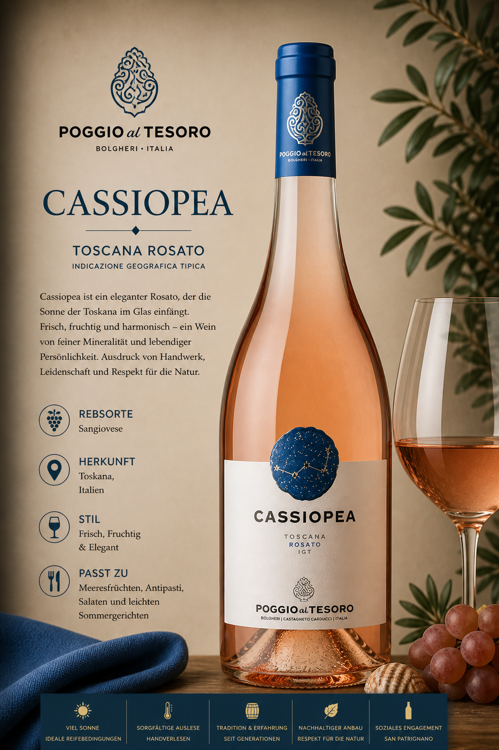Roséwein, Cassiopea, Italien, Toscana, Poggio al Tesoro