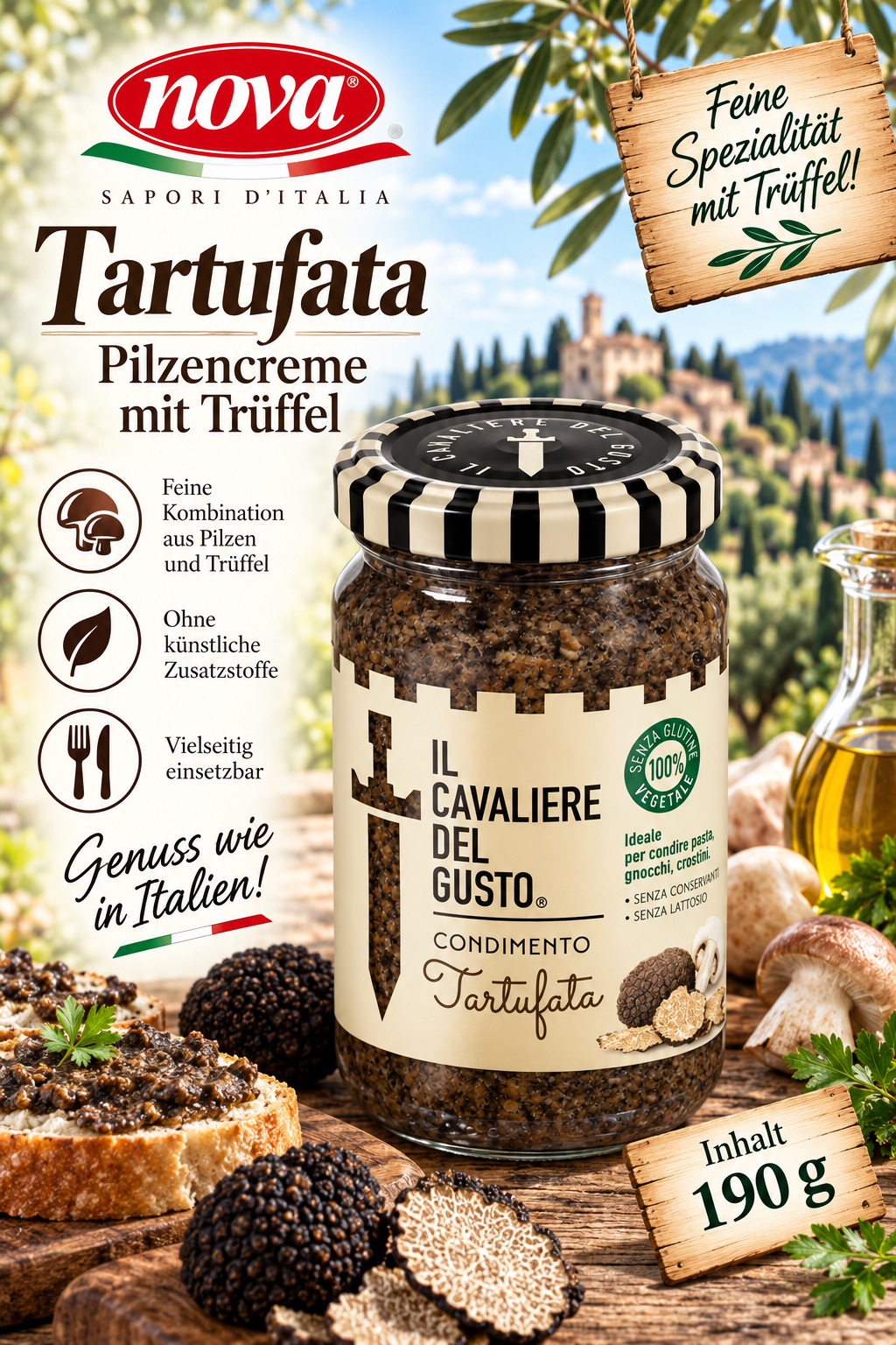 Tartufata, Pilzcreme, Trüffel, Pastete, Glutenfrei