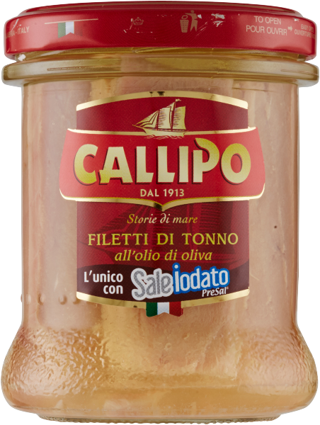 Filetti di Tonno Thunfischfilets in Olivenöl mit Jodsalz in Glas 170g | Callipo  