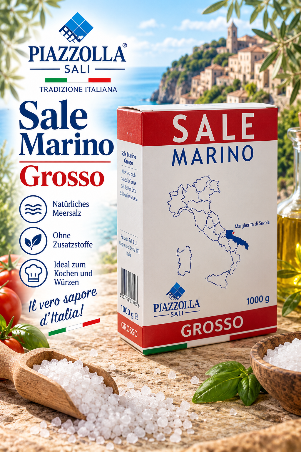 Meersalz, Großkorn, Kochsalz, Italienische Marke, 1000 g