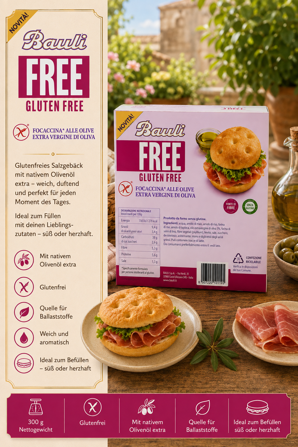 Glutenfreies Brot, Glutenfrei, Olivenöl extra, Focaccia, Pesto?