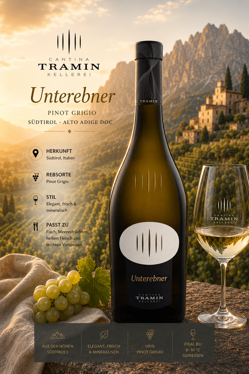 wein, weisswein, pinot-grigio, unterebner, kellerei