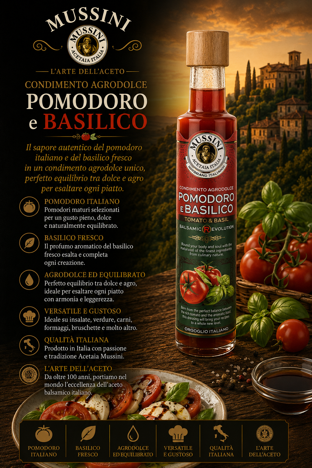 Pomodoro, Basilico, Aceto, Condimento, Olio–balsamico