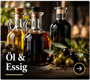 Olivenöl, Essig, Flaschen, Gläser, Olivenöl-Deko, Öl, Essig, Gläser, Olivenöl, Balsamico