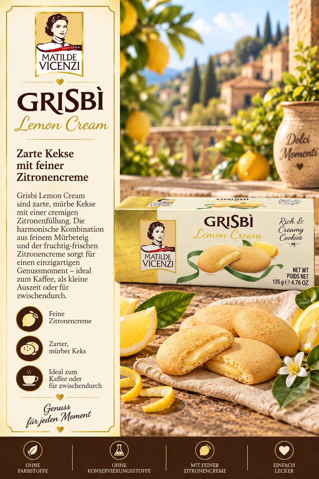Lemonencreme, Kekse, Keks, Zitrone, Sandwich-Kekse