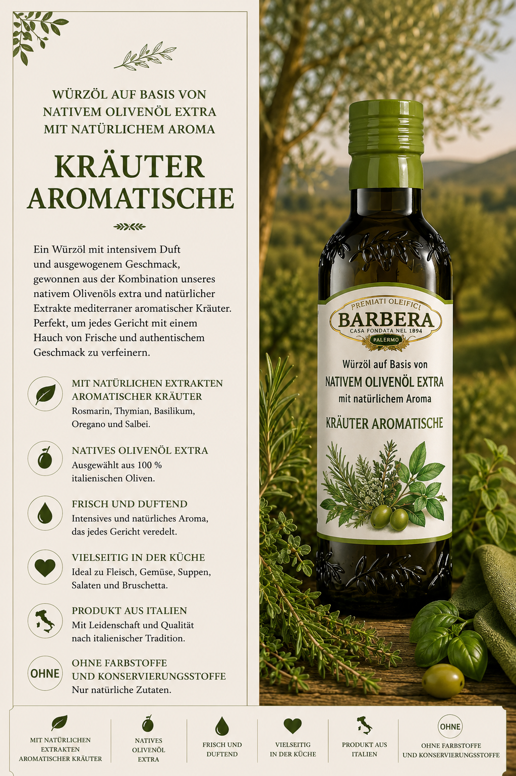 Kräuter, Aromatische, Olivenöl, Extrakt?, Italienisch