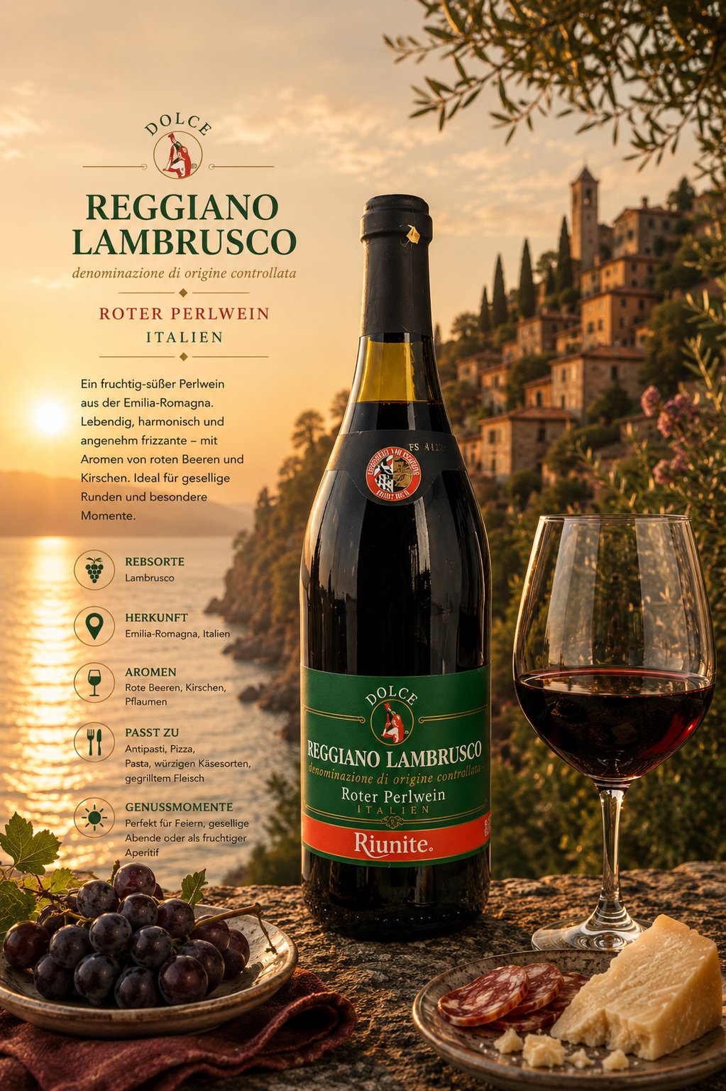 Wein, Rotwein, Lambrusco, Flasche, Glastonikum