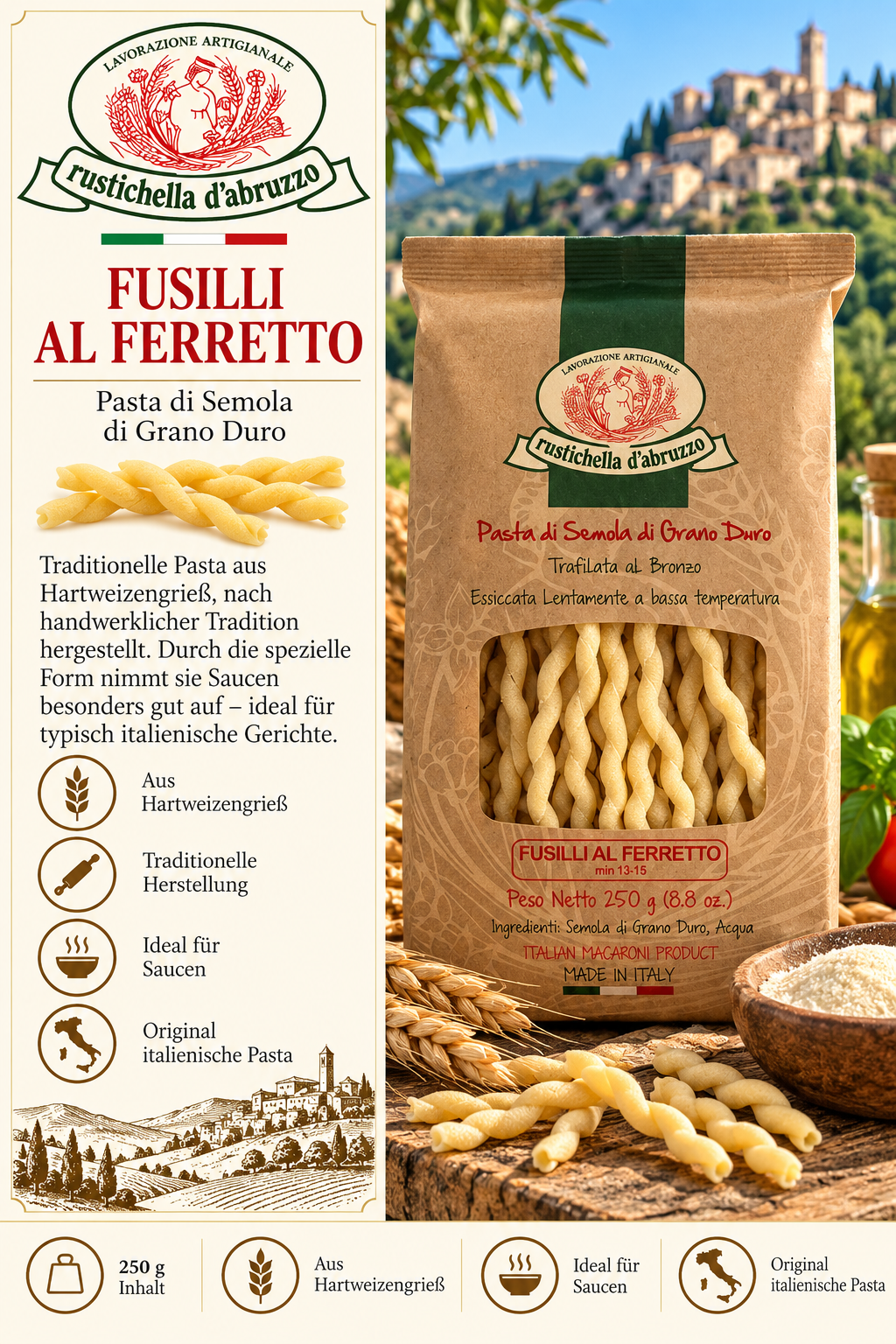 Pasta, Fusilli, Semola, Grano Duro, Italienische Pasta
