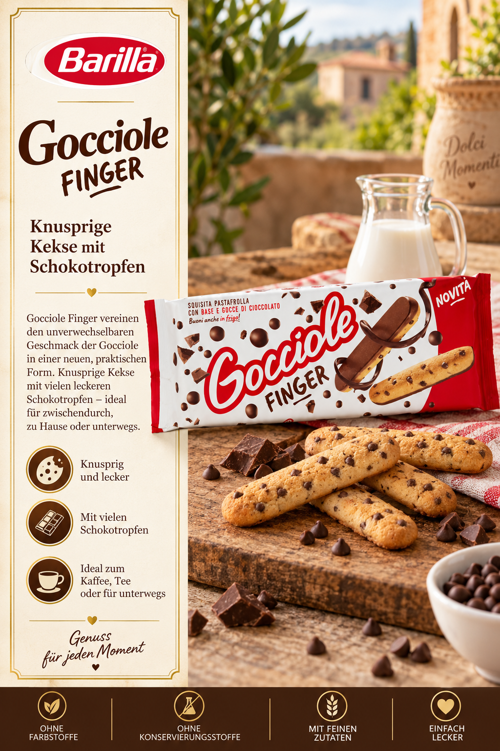 Keks, Finger, Schokotropfen, Barilla, Gocciole