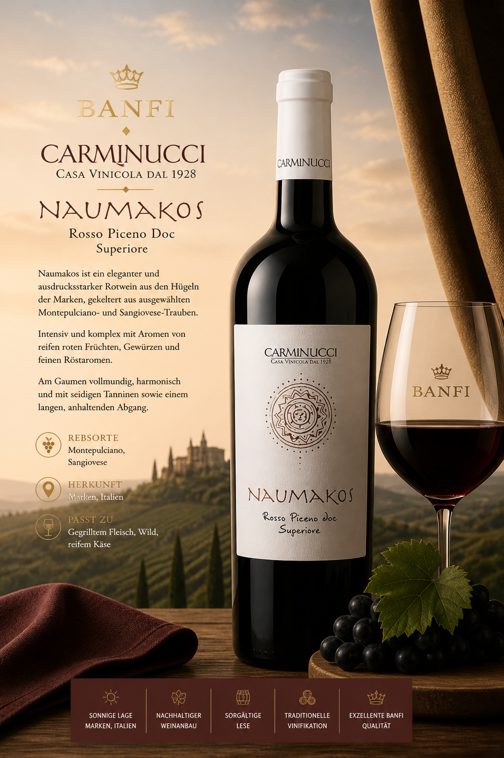 Wein, Rotwein, Montepulciano, Sangiovese, Flasche