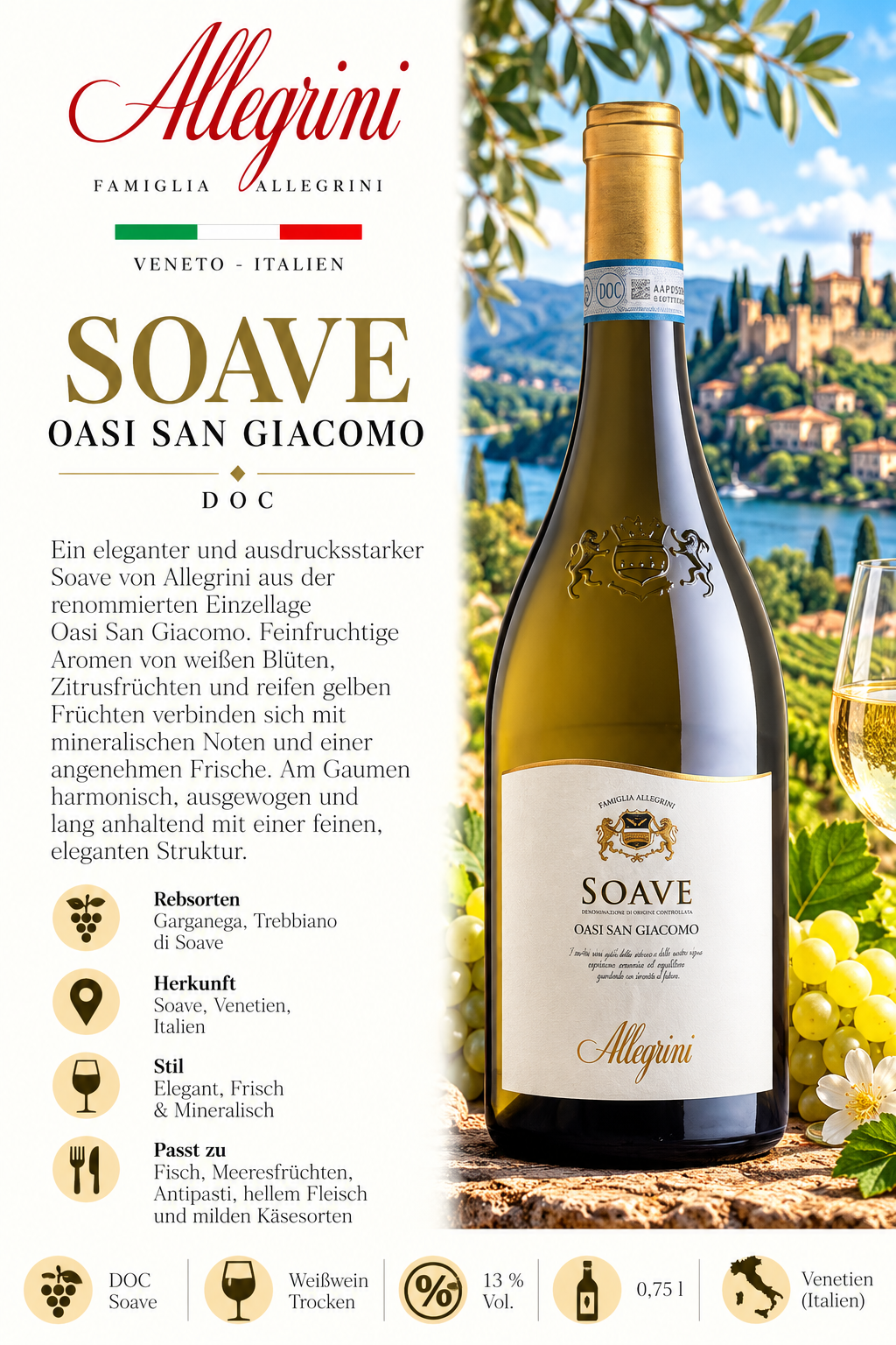 Weißwein, Soave, Allegrini, Herkunft Italien, Flasche 0,75l