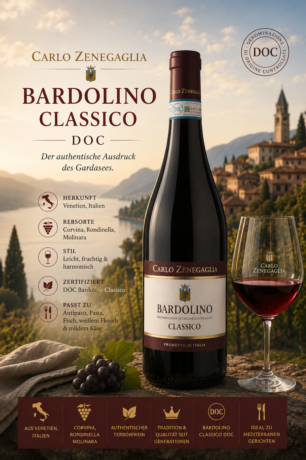 Wein, Rotwein, Bardolino, Classico, DOC