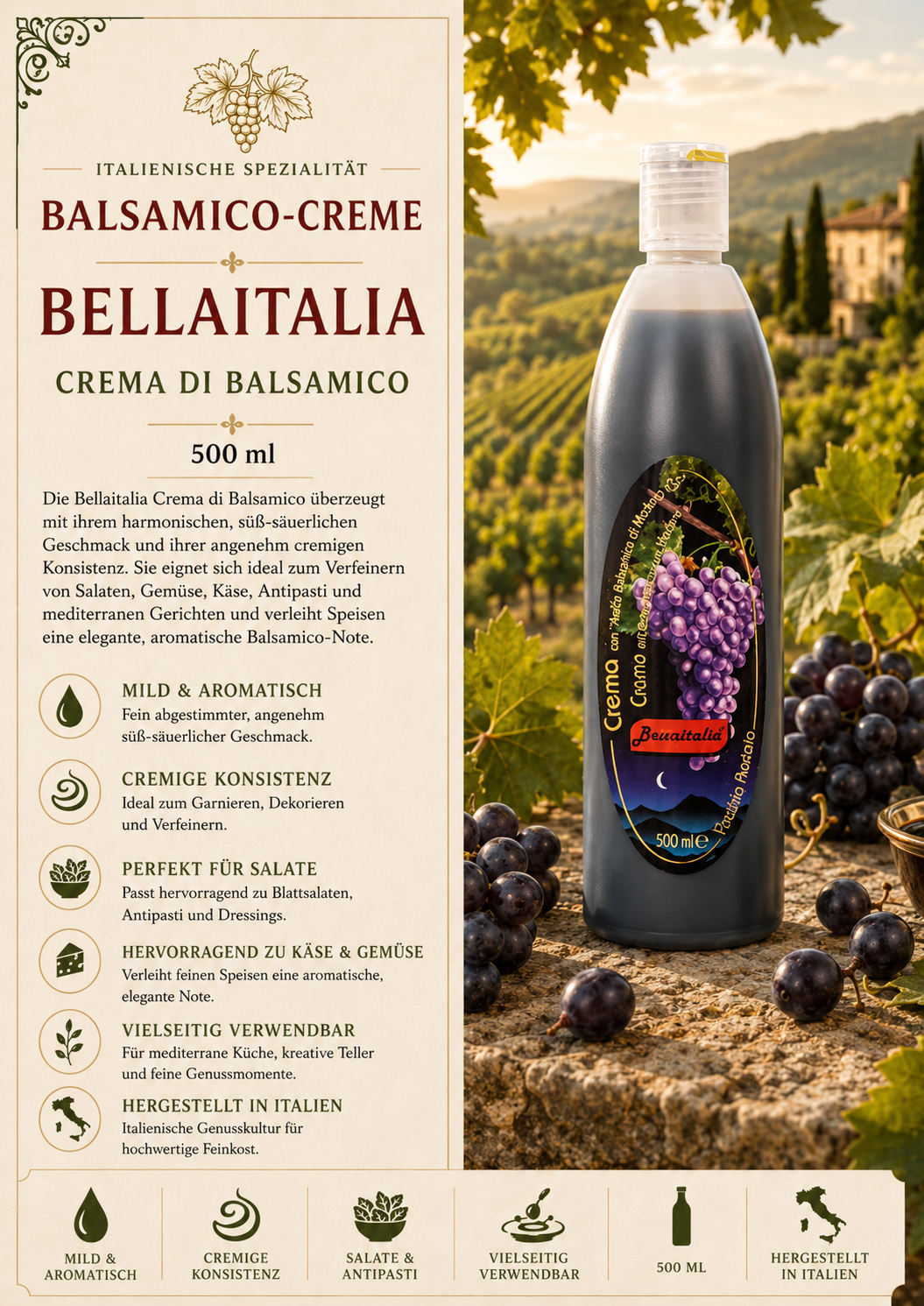 Balsamico, Creme, Balsamico-Creme, Käse & Gemüse, Italienische Spezialität
