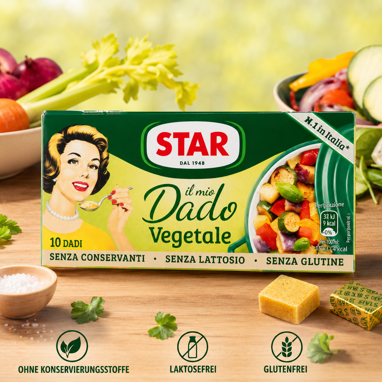 Gemüse-Nudeln, Star-Marke, Dado vegetale, glutenfrei, laktosefrei