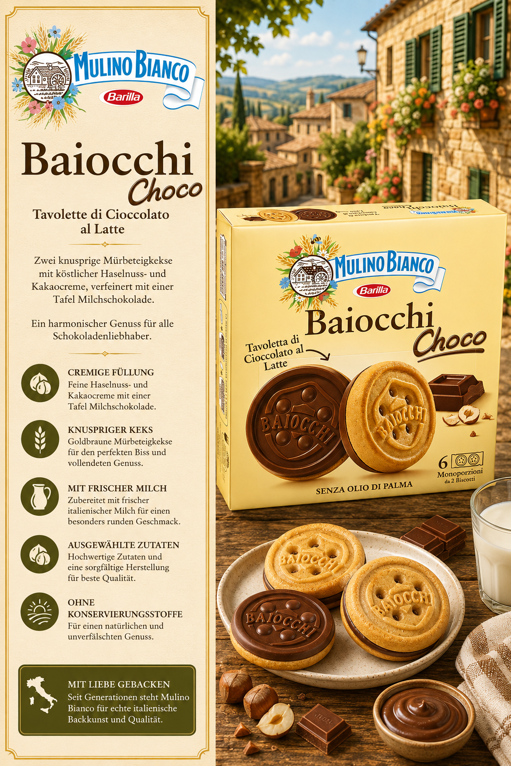 Baiocchi, Keks, Schokoladenkeks, Lattemuss, Mandel-Kekse