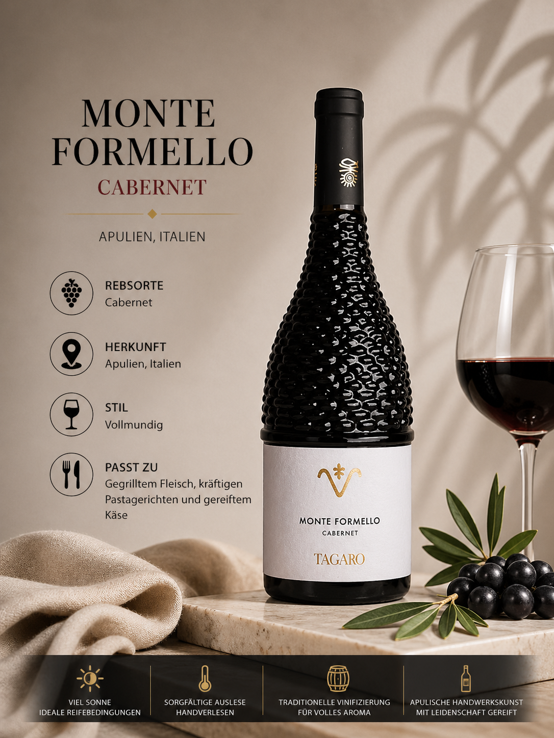 Cabernet, Wein, Flasche, Monte Formello, Tagaro