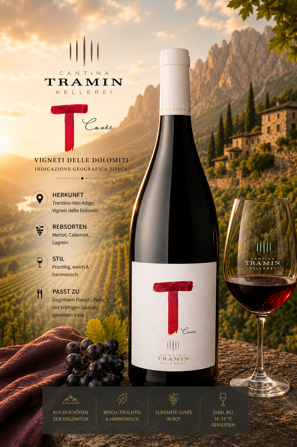 Wein, Rotwein, Flasche, Kellerei, Dolomiten