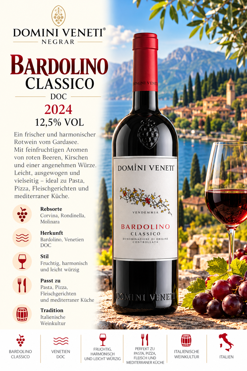 Wein, Rotwein, Bardolino, Classico, 12,5% VOL