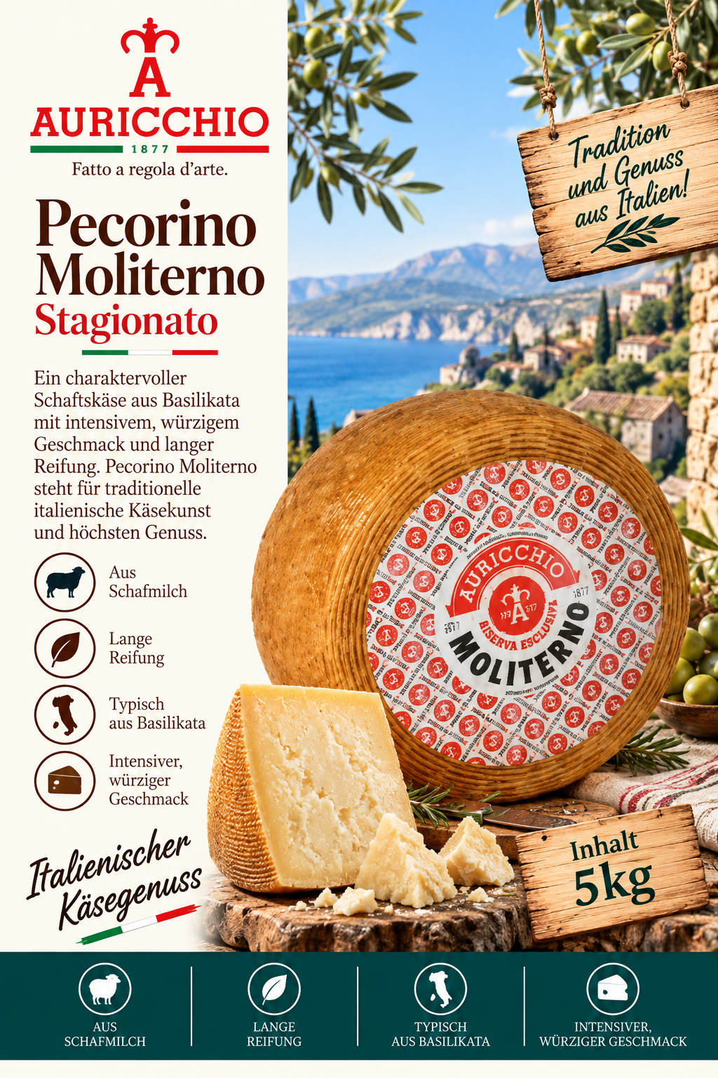 Käse, Pecorino, MoliterNo, Stagionato, Italienischer Käse