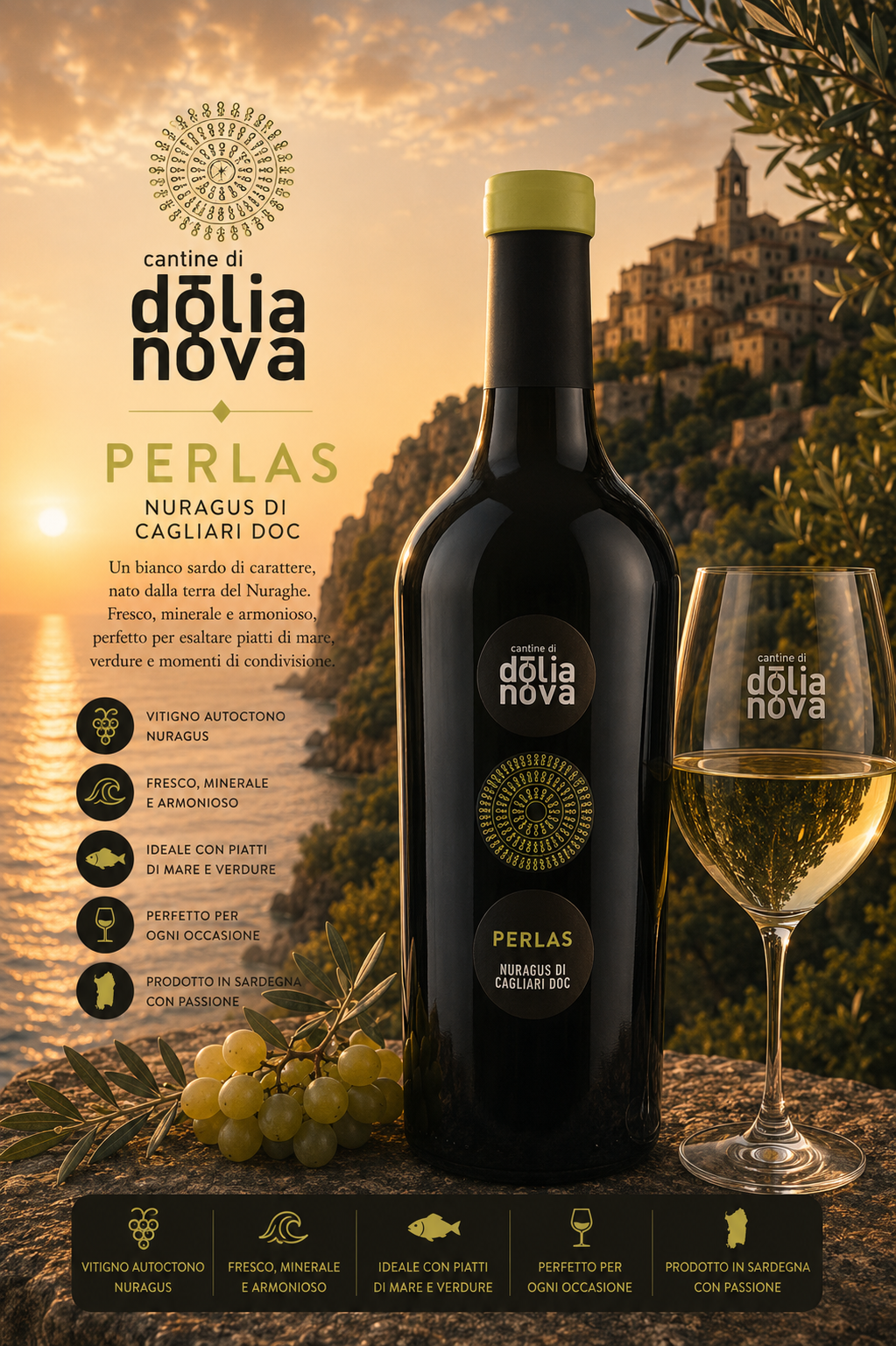 Weinflasche, Rotwein, Perlas, Italienischer Wein, Glas Wein
