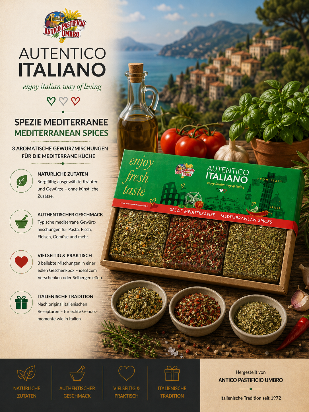 italienische würzmischung, mediterrane würzmischungen, kitchen spices, geschenkbox, italienische tradition