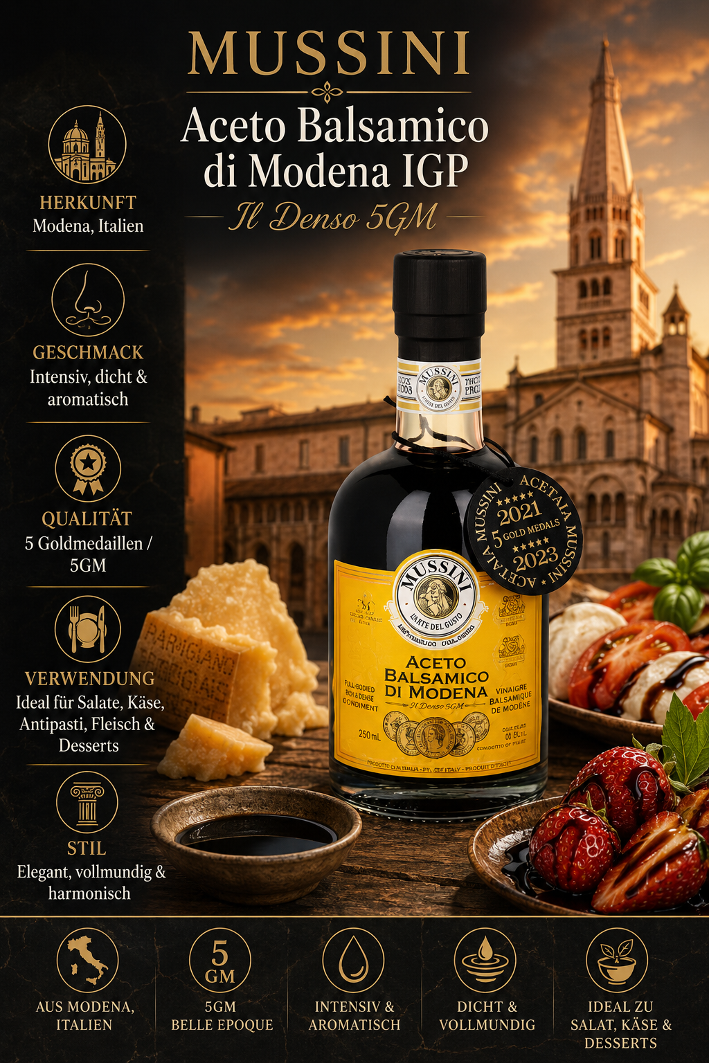 Aceto Balsamico, Modena, 5GM, Glasflasche, Italienischer Essig
