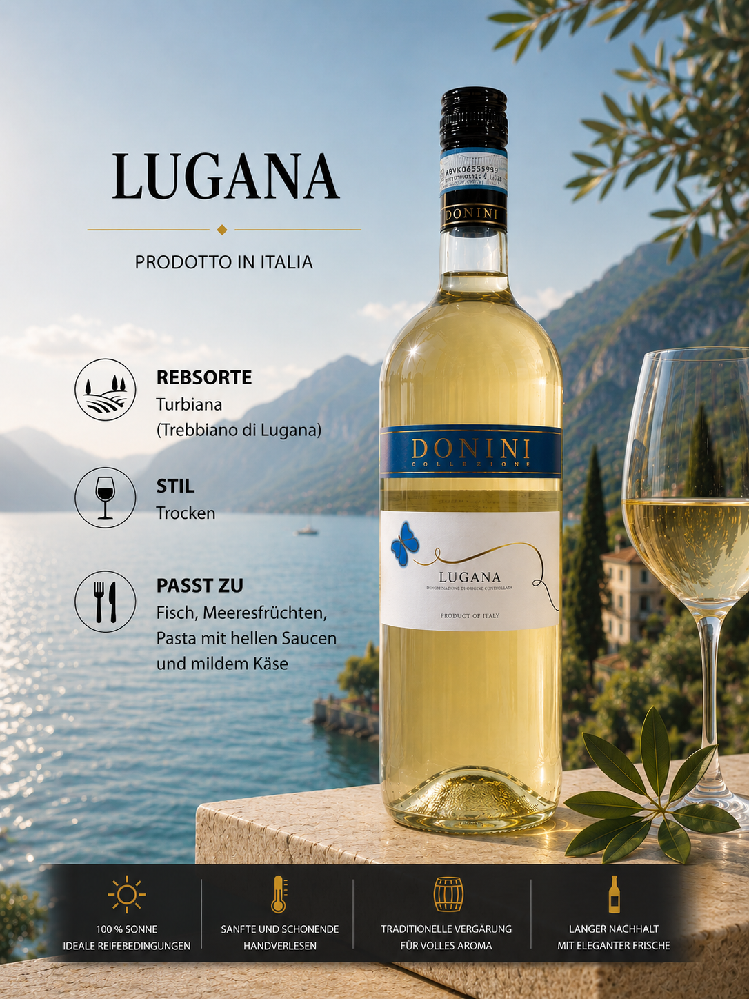 Weißwein, Glasflasche, Donini, Italien, Lugana