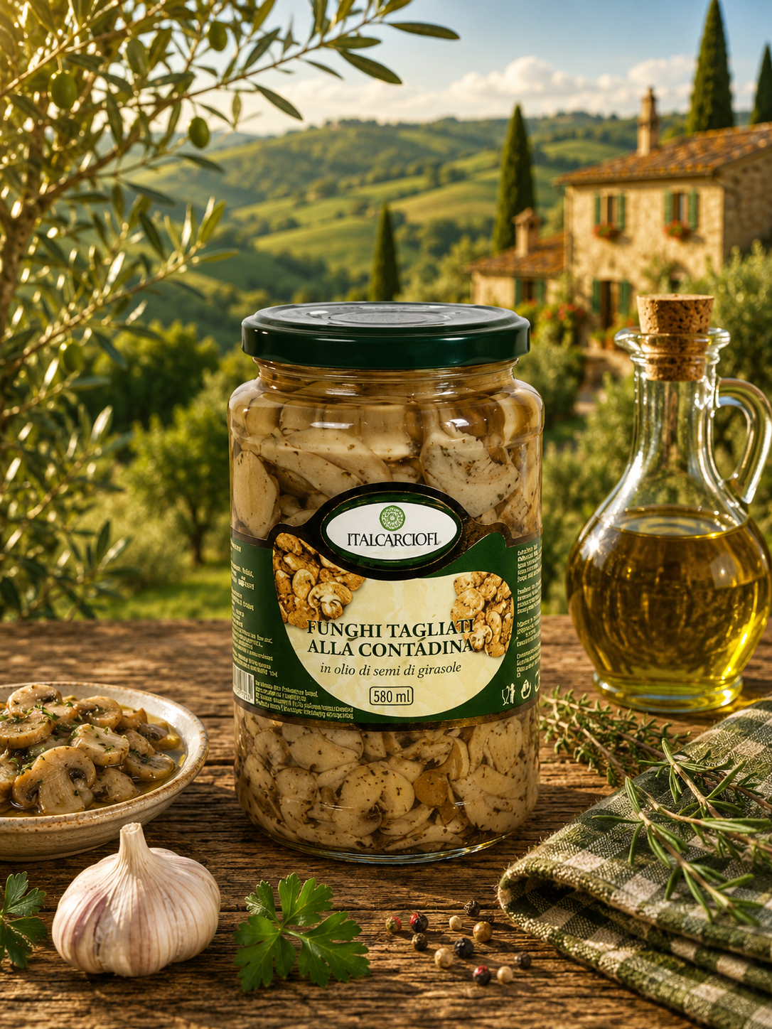 Glas jar, Pilze, Frische Zutaten, ItalcarCiofl?