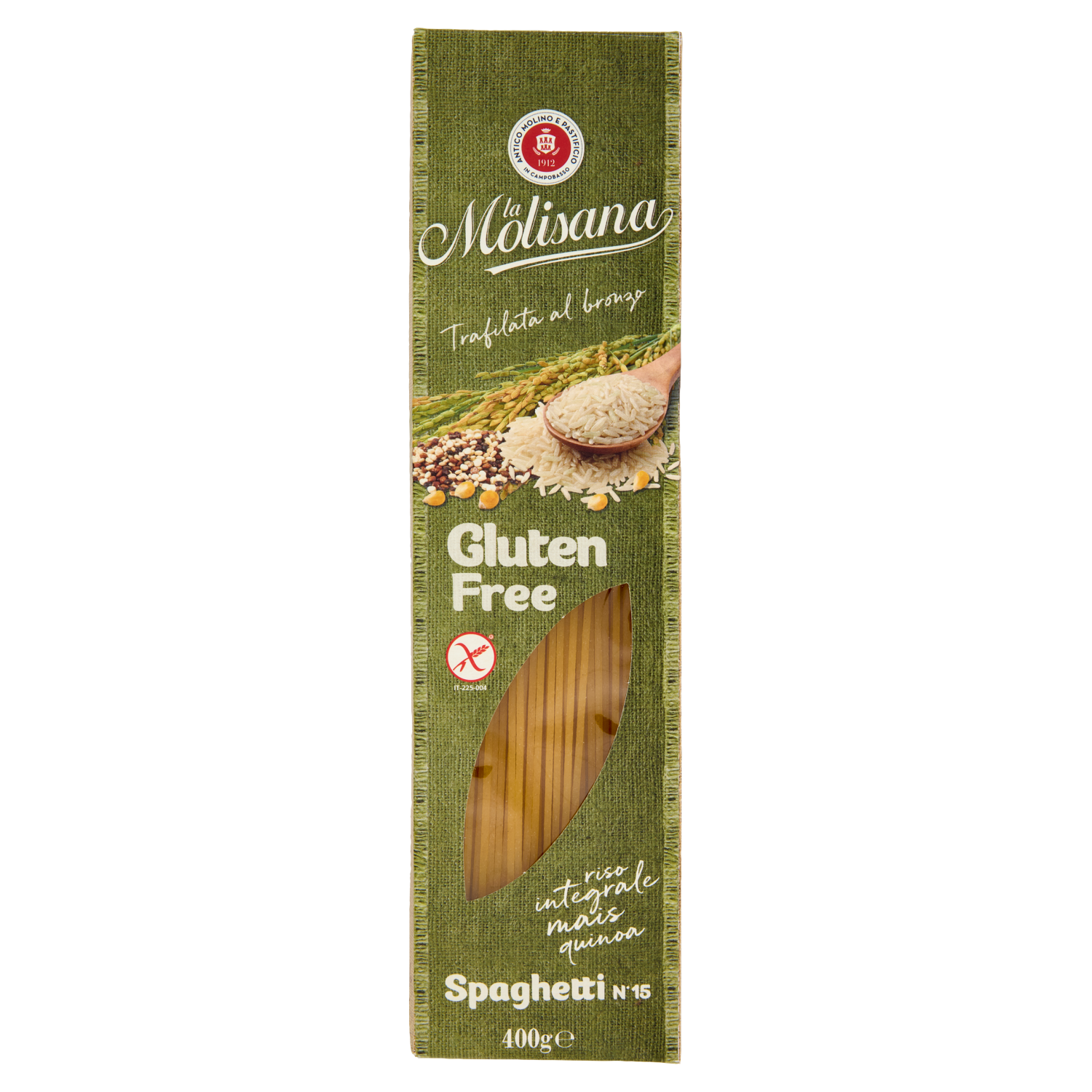 Glutenfrei, Spaghetti, Vollkorn, Mais-Quinoa-Mischung, Pasta-Verpackung