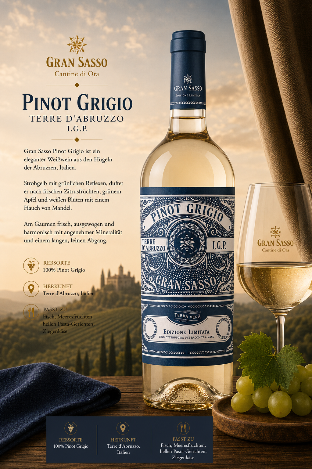 Pinot Grigio, Weißwein, Terre d'Abruzzo, Edizione Limitata, Weinflasche