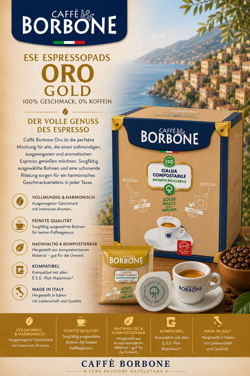 Kaffee, Kaffee-Box, Bohnen, Gold, Espresso