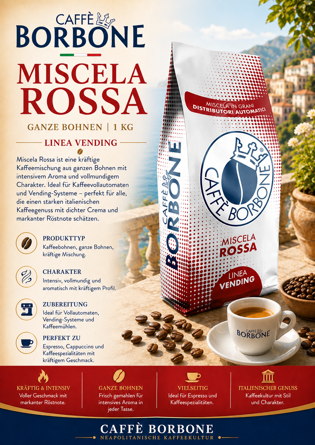 Kaffeebohnen, Mischung, Rossa, Kaffee, Packung