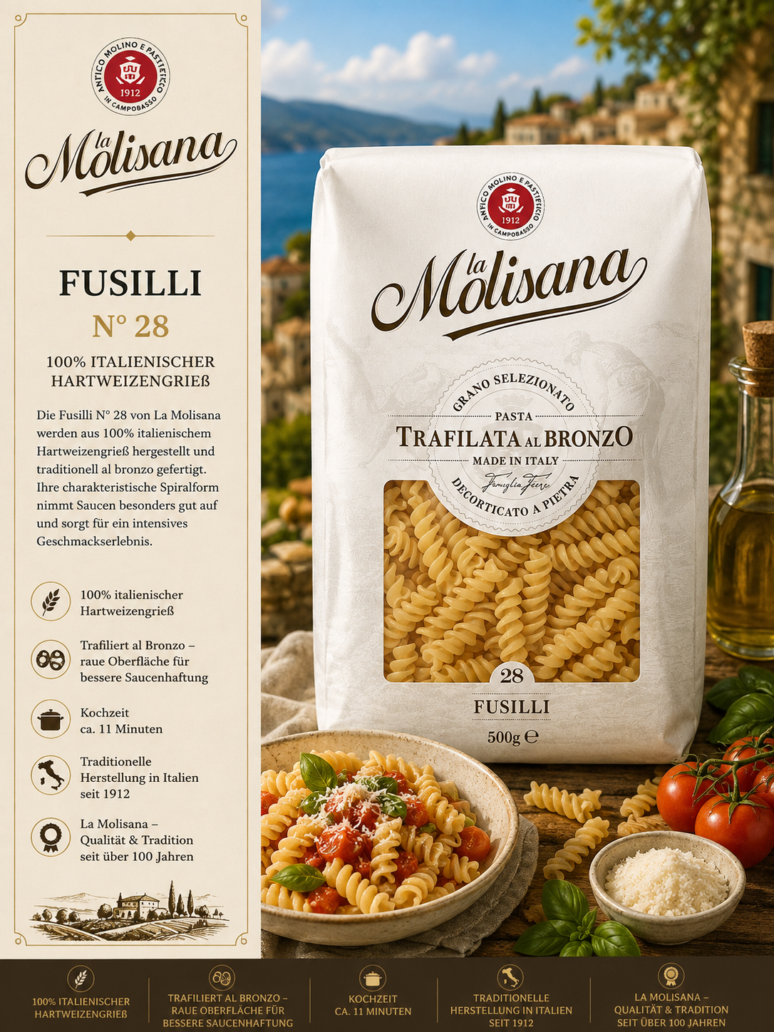pasta, fusilli, italienische pasta, hartweizengrieß, verpackte pasta