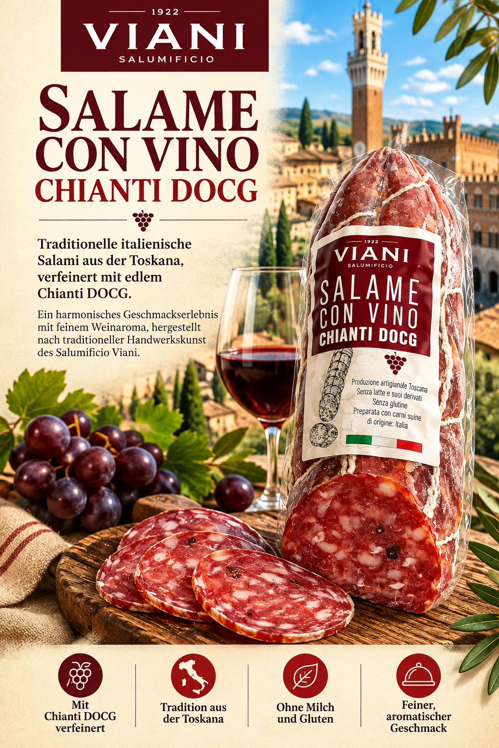 Salami, Charcuterie, Chianti DOCG, Viani, Italian sausage
